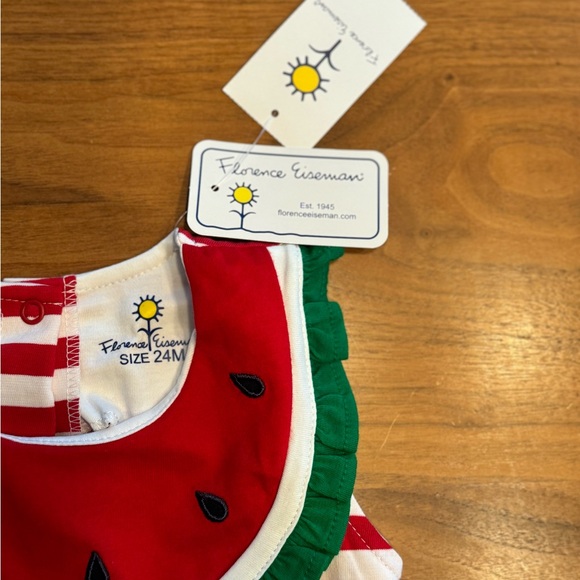 NWT Florence Eiseman Stripe Knit Romper with Watermelon - Picture 2 of 3